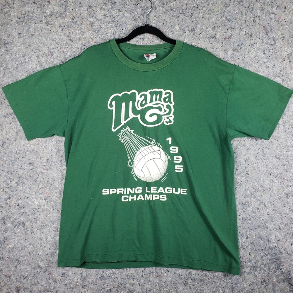 Vintage Hanes 1995 Mama Gs Volleyball Spring League Champs Green T-Shirt Large
